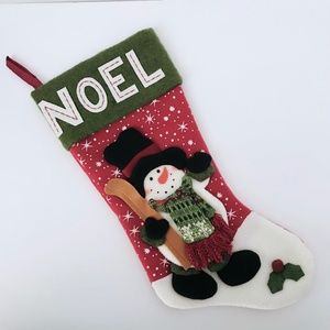 Snowman Holiday Christmas Stocking 3D Appliqué Snowman